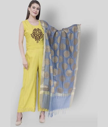 A R Silk Grey Silk Zari Work Dupatta