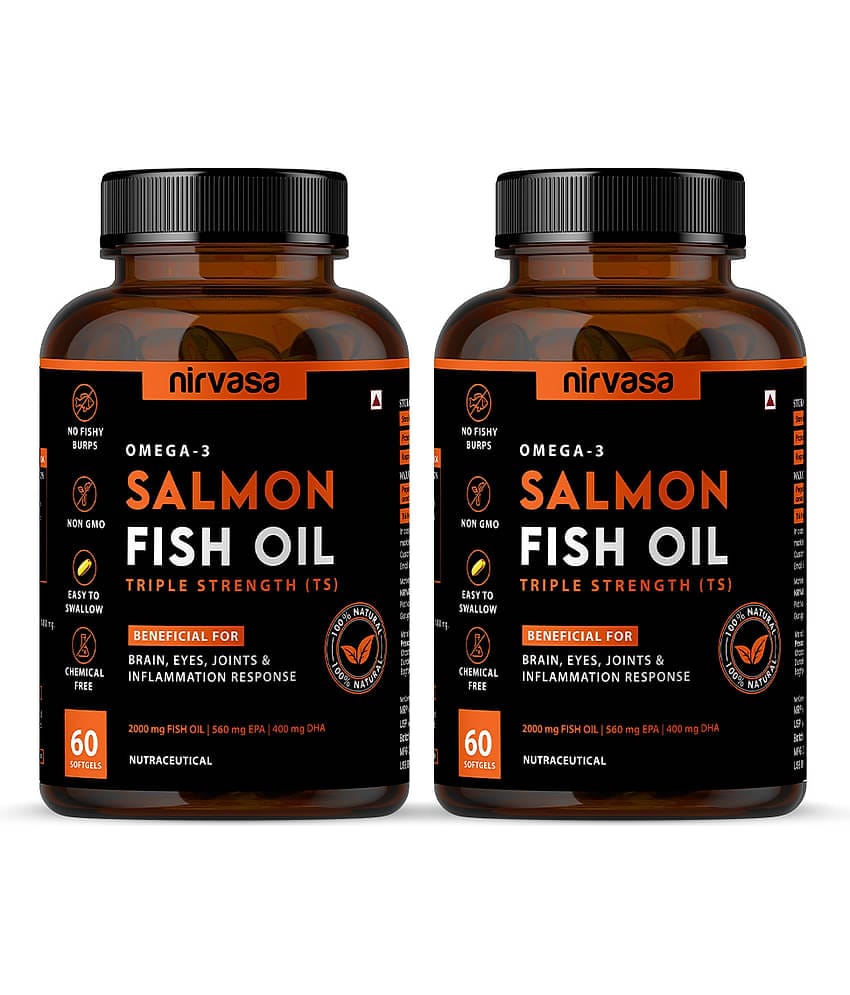 Nirvasa Omega 3 Salmon Fish Oil Capsule 1250Mg , 60 Tablets(Pack Of 2)