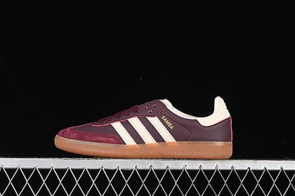 adidasMens Samba - Maroon Gold Metallic-Euro 41