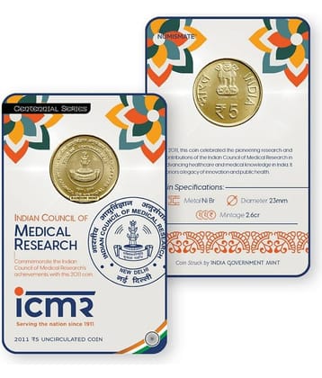 Rs.5 INDIAN COUNCIL OF MEDICAL RESEARCH "ICMR" Commemorative Coin Card – Special Edition