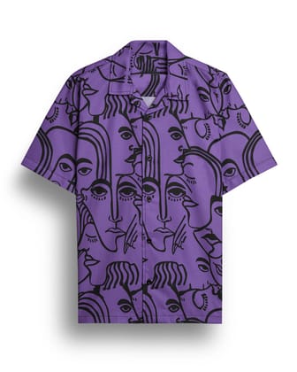 "Regal Purple: Men's Stylish and Design Printed Shirt by Glamastitch"-S