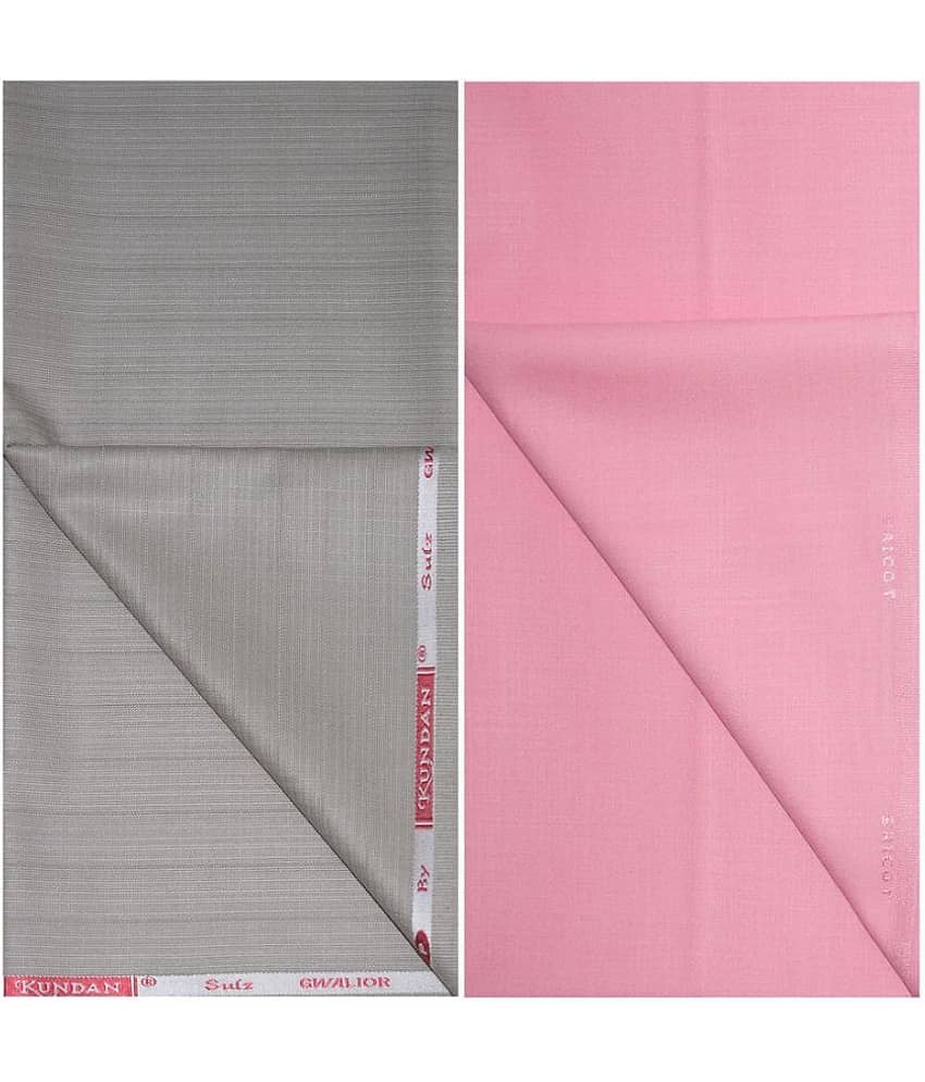 KUNDAN SULZ GWALIOR Pink Cotton Blend Unstitched Shirts & Trousers ( 1 Pant & 1 Shirt Piece )