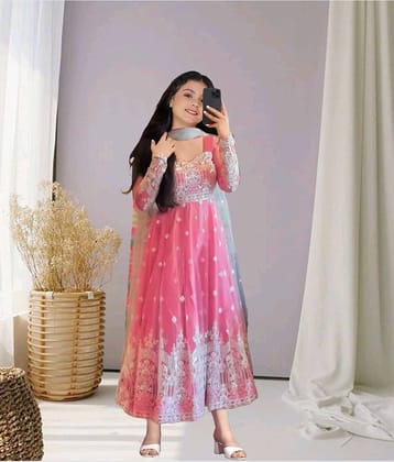 kedar fab Georgette Gown For Girls ( Pack of 1 , Pink )