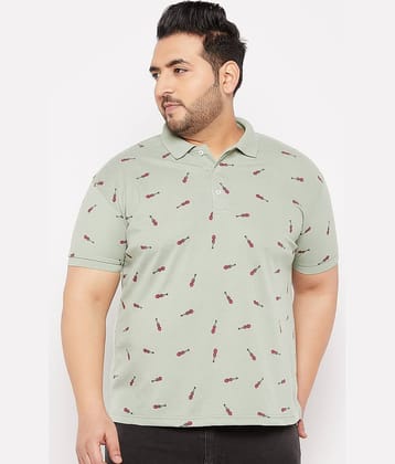 The Million Club Pack of 1 Cotton Blend Regular Fit Printed Half Sleeves Men's Polo T Shirt ( Green )