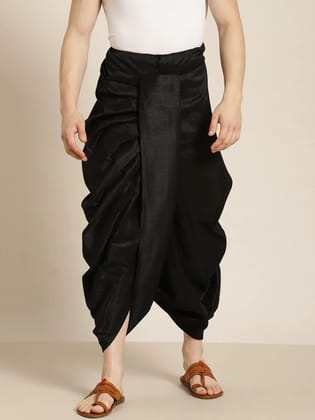 Sojanya (Since 1958), Men's Silk Blend Black Stitched Dhoti-Onesize / Black
