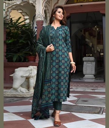 AK Fashion Women Tunic With Trousers Salwar Suit ( GREEN )