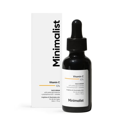 Minimalist 10% Advanced Vitamin C Serum for Glowing Skin | Brightening & Dark Spot Treatment | Treats Uneven Skin Tone, Dullness & UV Damage | Daily Face Serum (Stable Vitamin C) | 30ml Minimalist 10% Advanced Vitamin C Serum for Glowing Skin | Brighteni