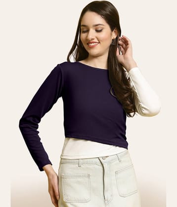 Fabflee Women's Polyester Regular Top ( Navy Blue )