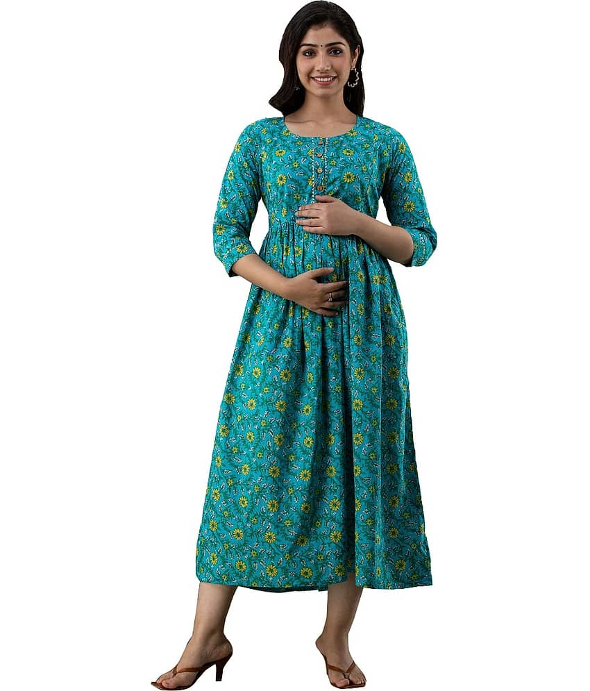 Nevisha Style Green Cotton Maternity Kurta
