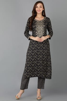 Teal Cotton Blend Straight Kurta VCK9121
