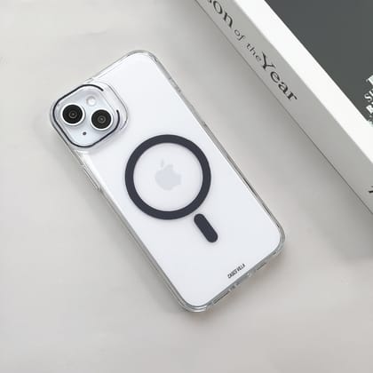 iPhone 15 Plus Cover - Luxury MagSafe Anti-Yellow Clear Case-Black