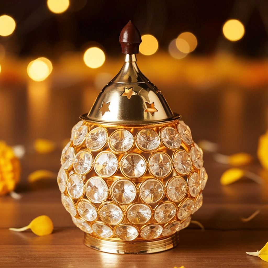 Brass Matki Crystal Deepak No. 3 (FMAS672 C)