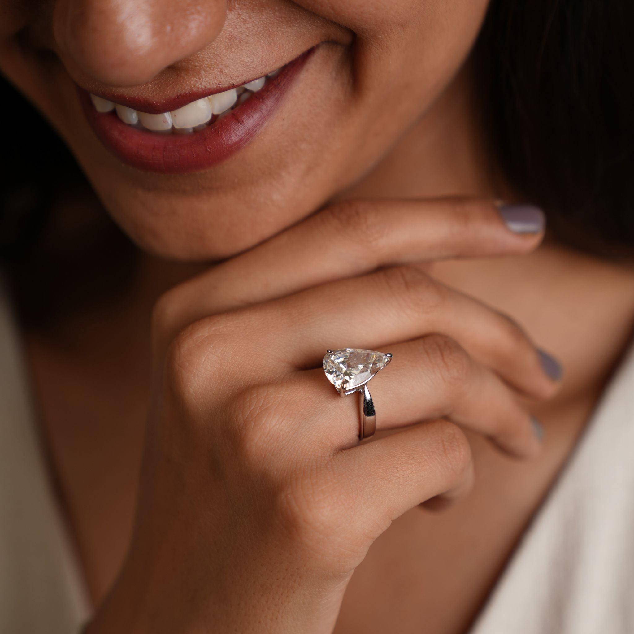 Silver Pear-Cut Ring-Size 12