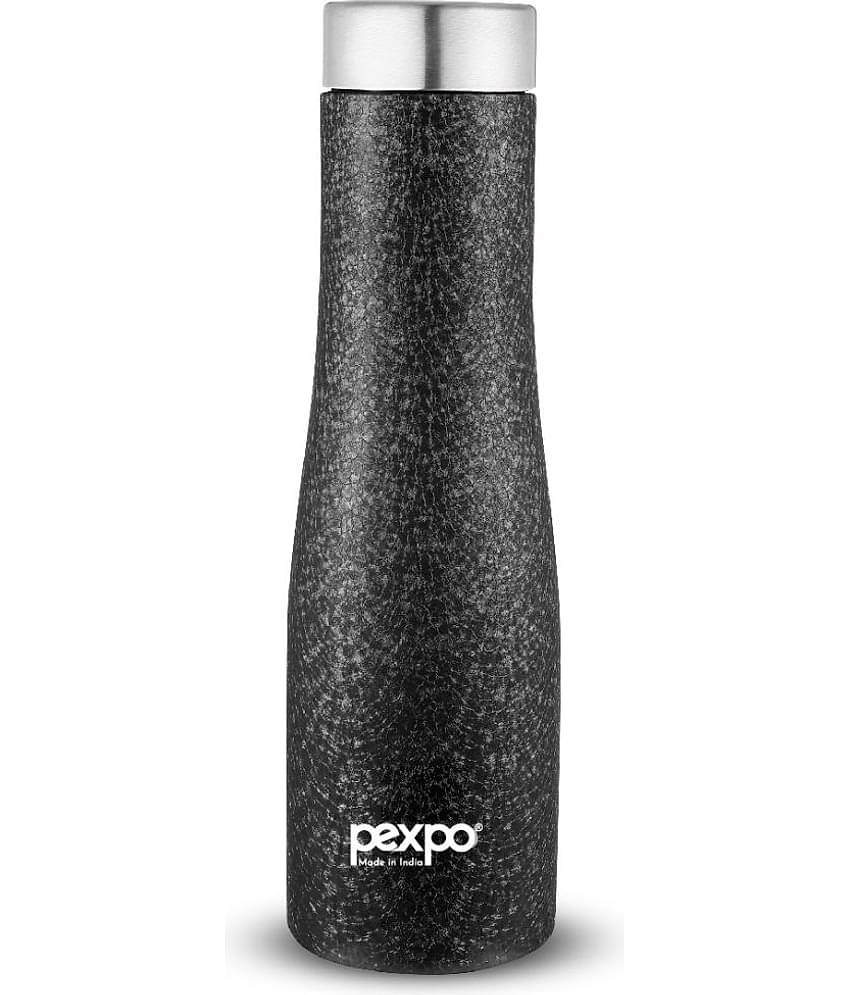 PEXPO 1000 ml Stainless Steel Fridge Water Bottle (Set of 1, Black, Monaco)