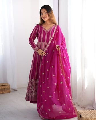 Beautiful Party Wear Fancy Gown Pent And Dupatta