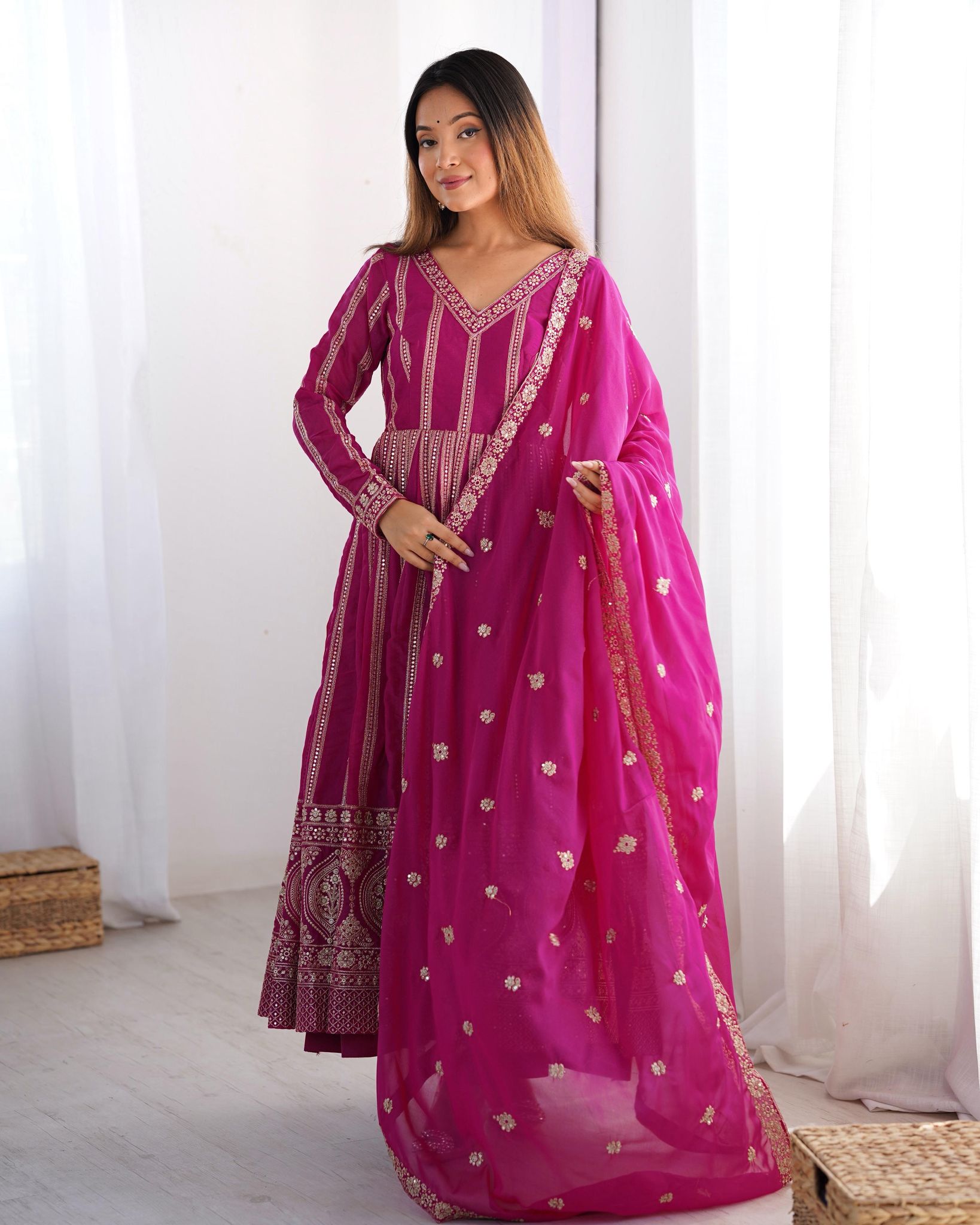 Beautiful Party Wear Fancy Gown Pent And Dupatta