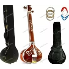 Professional Musical Tun Wood 4 String Tambura Instrument Tanpura With Fiber Box tambura instruments