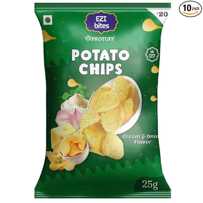 Potato Chips - Cream & Onion (Pack of 10)
