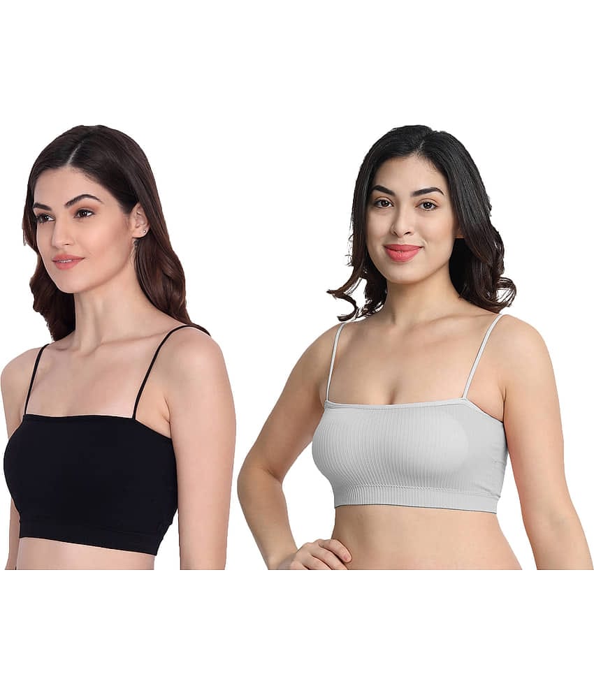 3Mads Pack of 2 Cotton Blend Removable Padding Women's Everyday Bra ( Multicolor ) GBra009_BK_GR