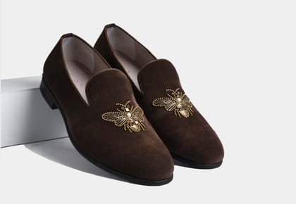Alva BROWN embroidered slip-ons-EU 43/UK 9