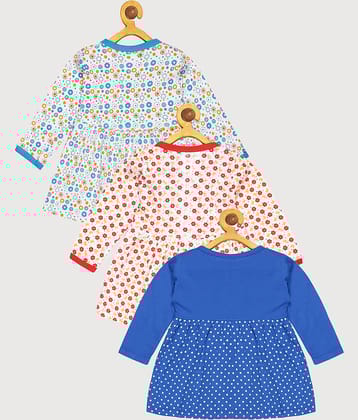 Babeezworld Pack of 3 Baby Girls Cotton Frock ( Multi )