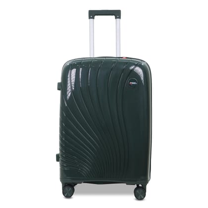 AMERICAN TRAVELLER New York 7711 24 Inch Medium Trolley Bag | Durable Hard Shell | TSA Type Lock | Spinner Trolley Luggage | 360 degree Disc Spinner Wheels | Suitcase for Travel Medium M24 Green