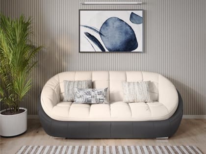 Opulent Advance 3 Seater Sofa (Leatherette, Beige & Black) Opulent Advance 3 Seater Sofa (Leatherette, Beige & Black)