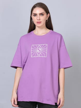 Women MONEY MAKER Printed Oversized T-Shirt-M / Lavender