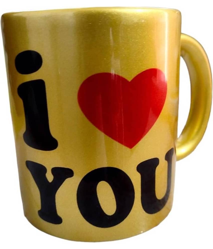 THRIFTKART - Gold Ceramic Valentine Mug