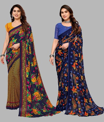 ANAND SAREES Georgette Printed Saree With Unstitched Blouse Piece ( Multicolor )