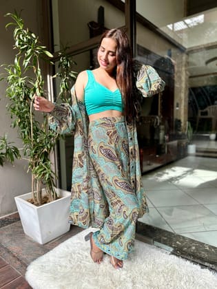 Aqua Paisley Coord Set-Xl