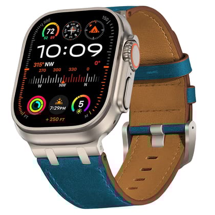 Luxury Leather AP Style Straps By iSerieshub Compatible For Apple Watch-Dark Blue T / 49 - 46 - 45 - 44MM