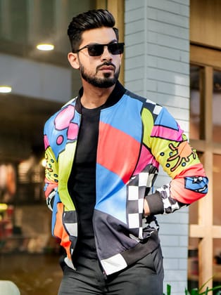 Multicolor Digital Bomber Jacket - M