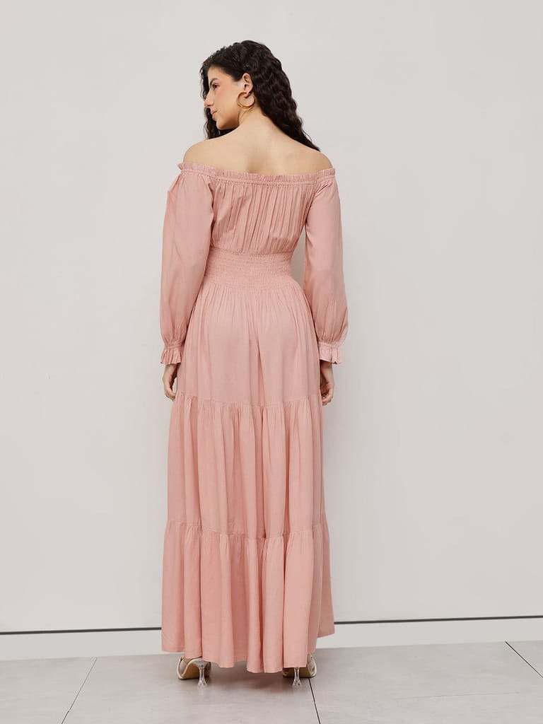 Smocked Maxi Summer Dress Pink