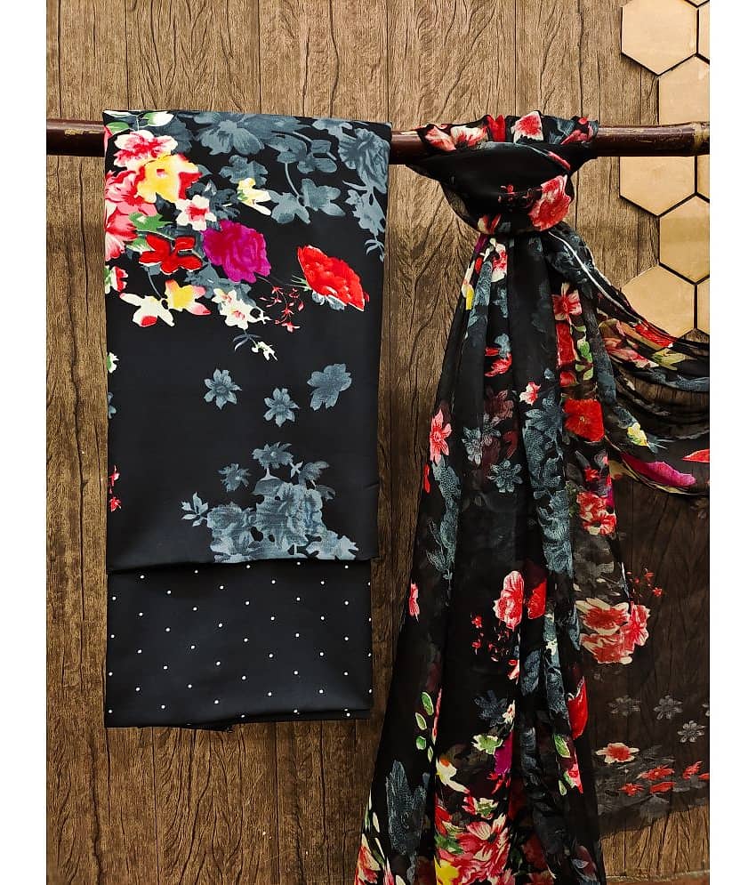 Anand Unstitched Crepe Printed Dress Material - Black ( Pack of 1 )