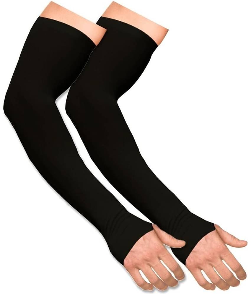 THRIFTKART Black Striped Riding Sleeves ( Single Set )