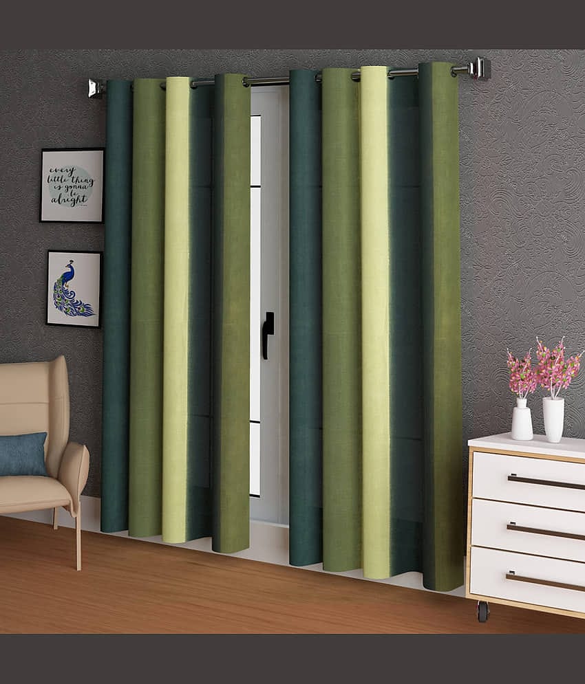 N2C Home - Brown Polyester Colorblock Window Curtain ( Pack of 2 )