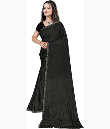 Gullak Crepe Printed Regular Saree With Unstitched Blouse Piece ( Black )