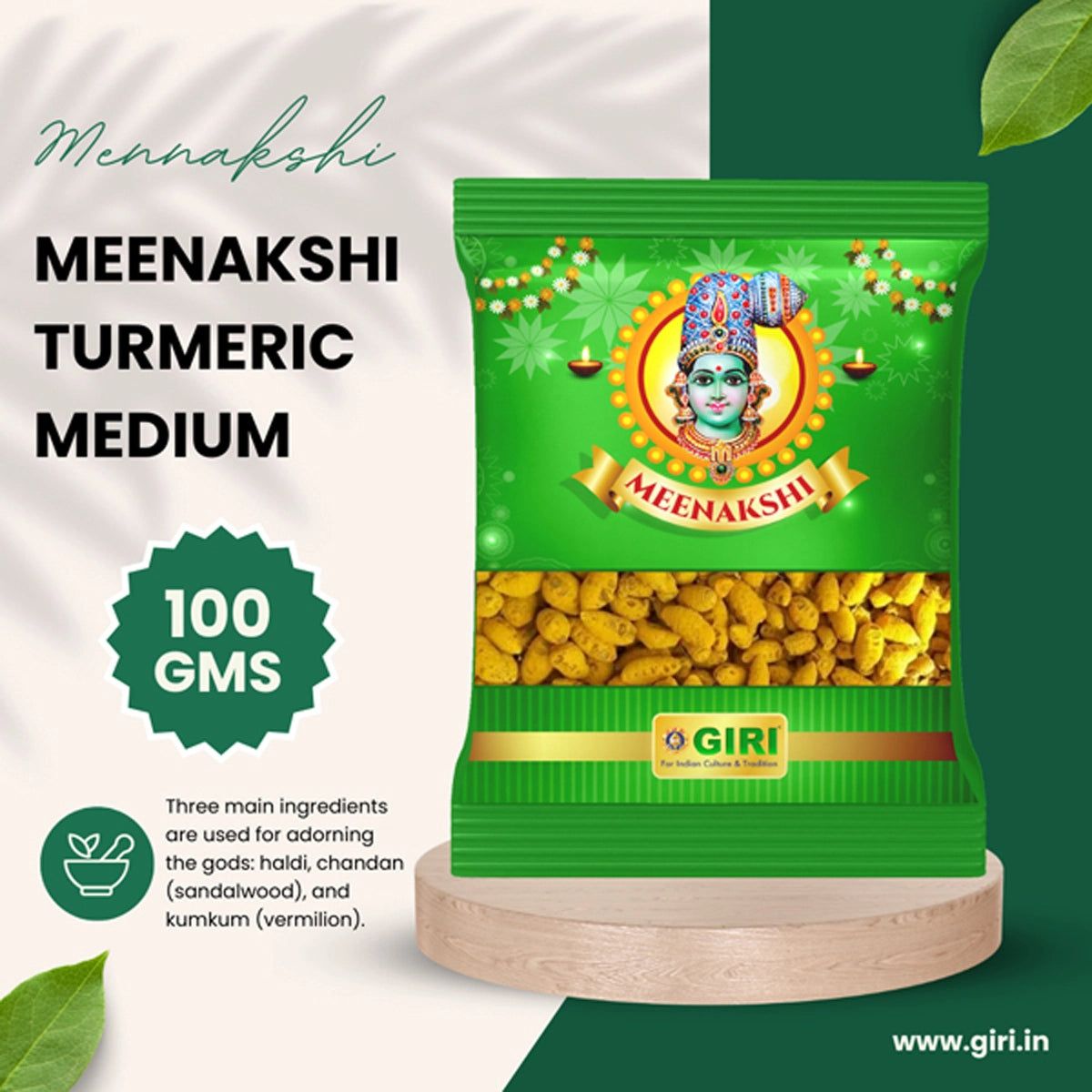 Giri Turmeric Finger | Haldi  | Yellow Colour  | Manjal for Pooja 100 gram in Long Size