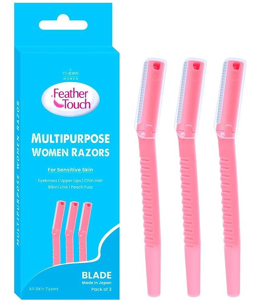 VI-JOHN Feather Touch Razor For Women Facial, Upper Lips , Eyebrow Shaper & Dermaplaning, Pack of 3