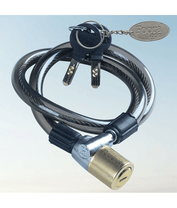 Foora Multipurpose Steel Cable Lock CL-02 Brass Coated Lock for Cycles, Bikes, Gate, Helmets and Scooters with 2 Ultra Brass Molded Keys (22 inch Approx.) Free Key Chain (Black)