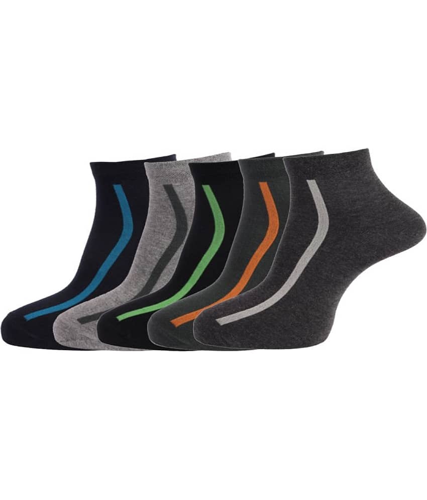 Dollar - Cotton Men's Striped Multicolor Ankle Length Socks ( Pack of 5 )
