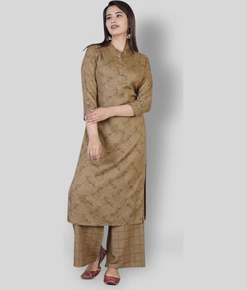 HIGHLIGHT FASHION EXPORT - Brown Straight Rayon Women's Stitched Salwar Suit ( Pack of 1 )
