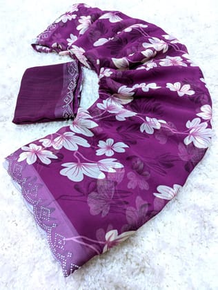 Swaroski border with floral prints Swaroski border with floral prints