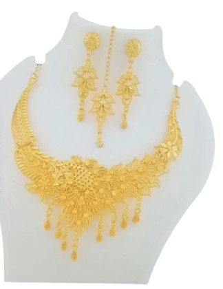 Elegant Rose Gold Jewelry Set Necklace and Earrings Duo