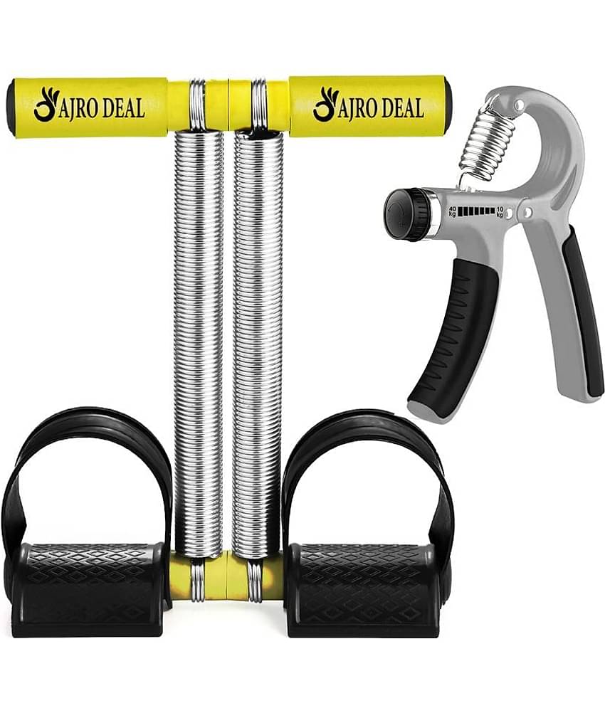AJRO DEAL Tummy Trimmer Double Spring for Unisex Body tonner, Waist Trimmer & Fitness Equipment and Resistance (10 KG - 40 Kg) Adjustable Hand Grip| Hand Grip Strengthener for Forearm Hand Exercises