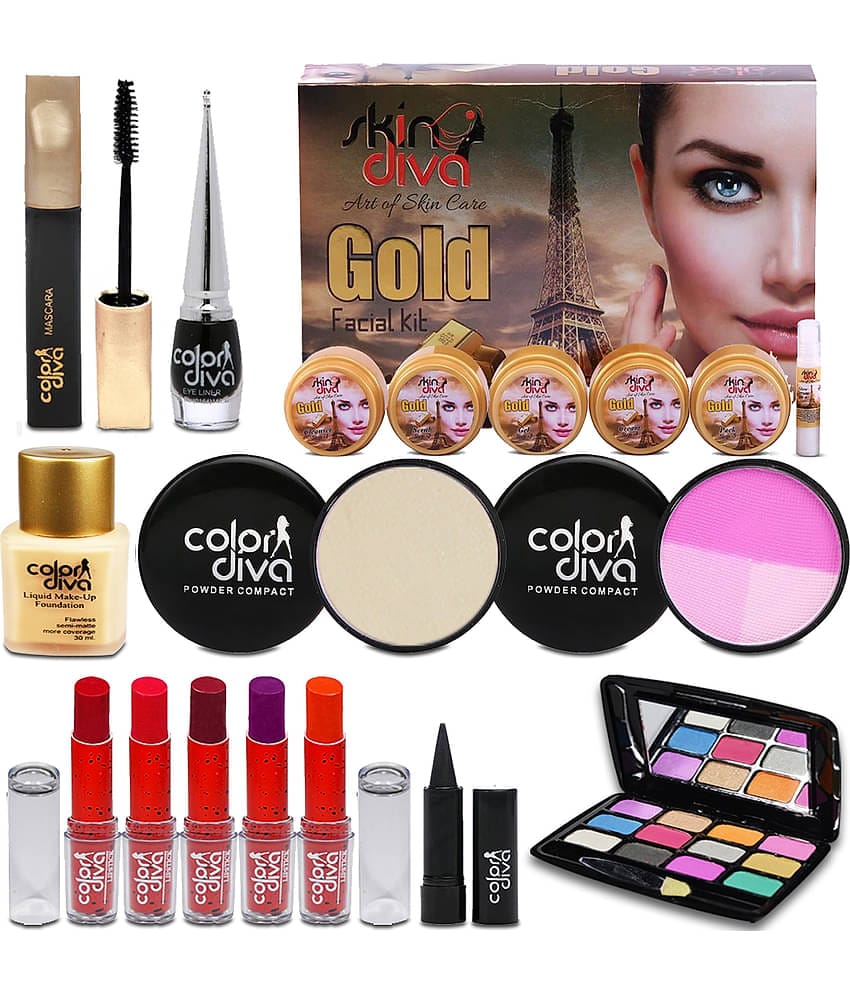 Color Diva Triple Action Facial Kit With Beauty Special Combo Makeup Set of 13 Makeup Kit 300