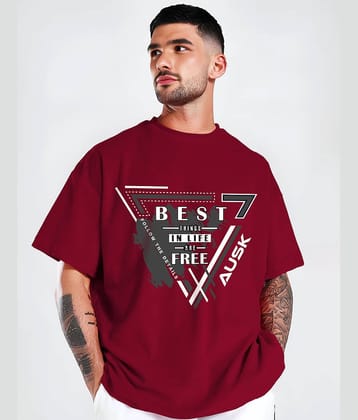 ENITOR Men Cotton Blend Oversized Fit Printed T-Shirt ( Teal )