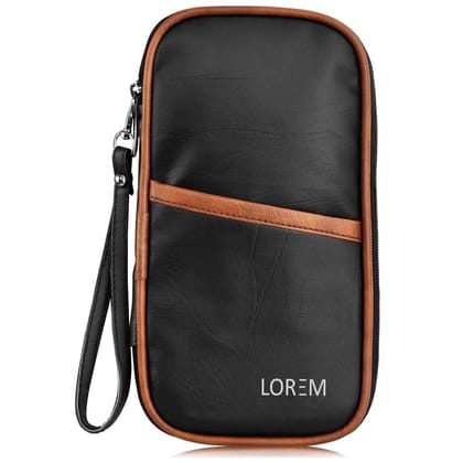 LOREM Deluxe Family Passport Wallet: Organize Credit, Debit Cards, Tickets, Coins, and More with Removable Hand Strap