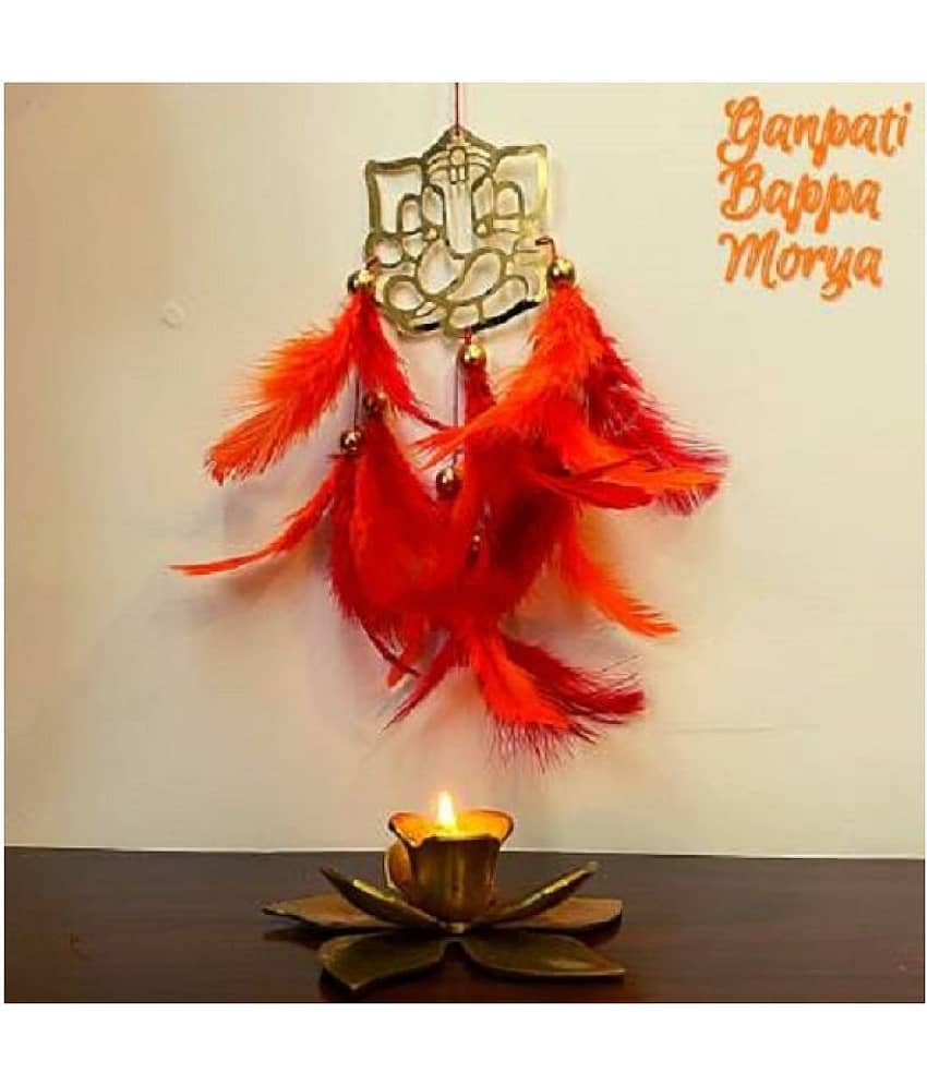 Lucky Traders Feather Red Dream Catcher - Pack of 1 ( X cms )